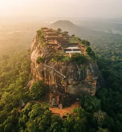 Aerial view of Sigiriya rock fortress